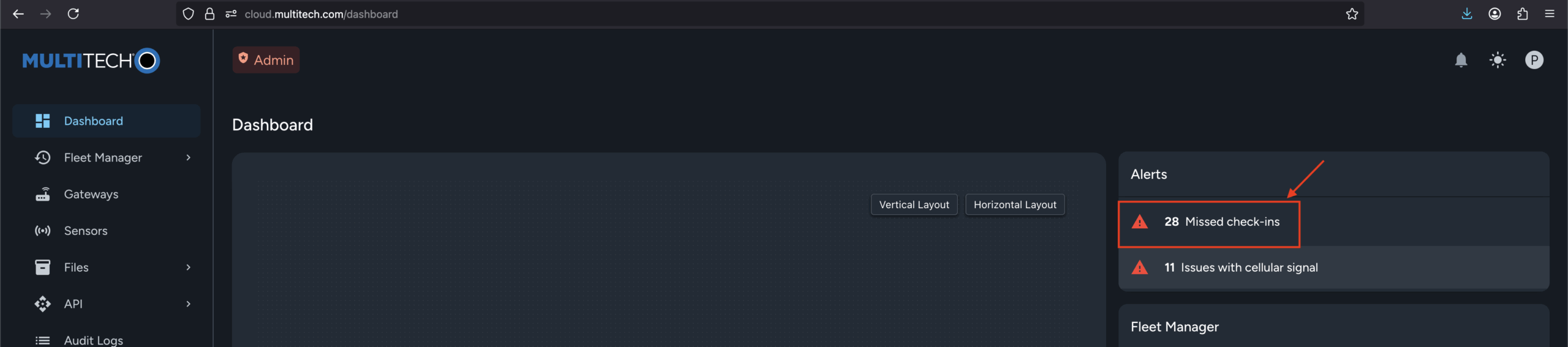 Dashboard missed check-ins