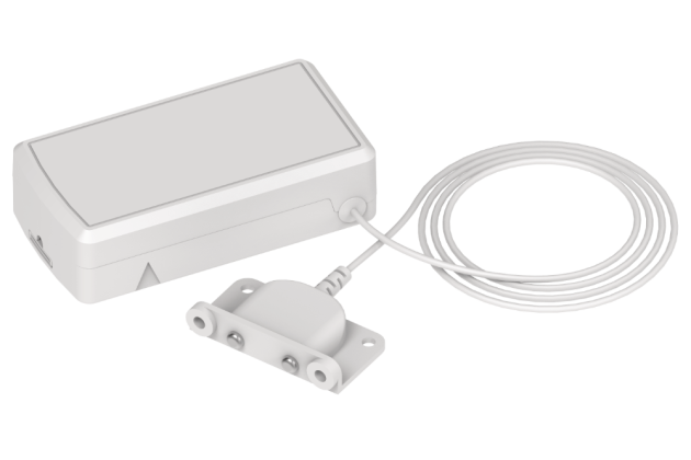 This sensor uses a probe to detect the presence of water or other liquids. When the presence of water or another liquid is detected, an alert is sent to the wireless network. Designed for indoor use.